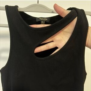 Massimo Dutti black cut-out ribbed tank top